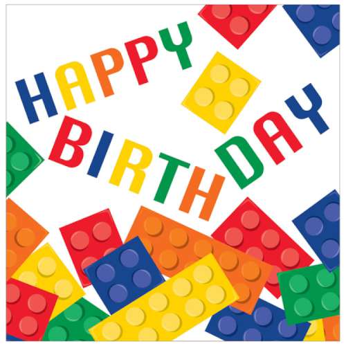 Lego Blocks Happy Birthday Napkins - Click Image to Close
